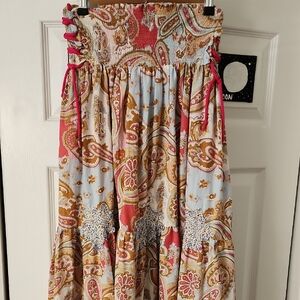 Guess Boho Maxi Skirt with Paisley in Red and Blue Size M